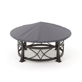 Covermates Round Firepit Top Cover – Water-Resistant Polyester, Adjustable Buckle Straps, Fire Pit Covers, Round TOP 30-36 Diameter, Charcoal