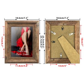 PETAFLOP Rustic Picture Frame, 13 x 18 cm, Set of 2, Wall and Table Picture Frame, Brown