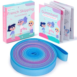 Yeavinfser Chinese Jump Rope - 4m Long Rainbow Elastic Rope with Instruction, 1.5cm Wide French Skipping, Fun Sports Toy for kids Indoor&Outdoor Jumpsies Games, Ideal Birthday Easter Gift