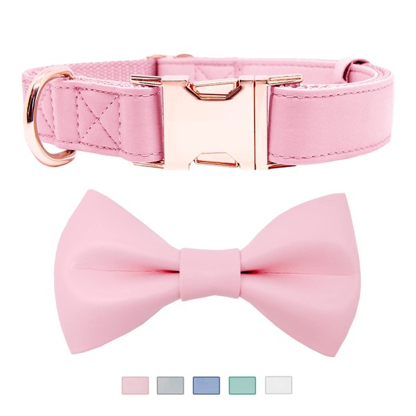 Soft Leather Bowtie Dog Collar - Adjustable Cute Bow Tie