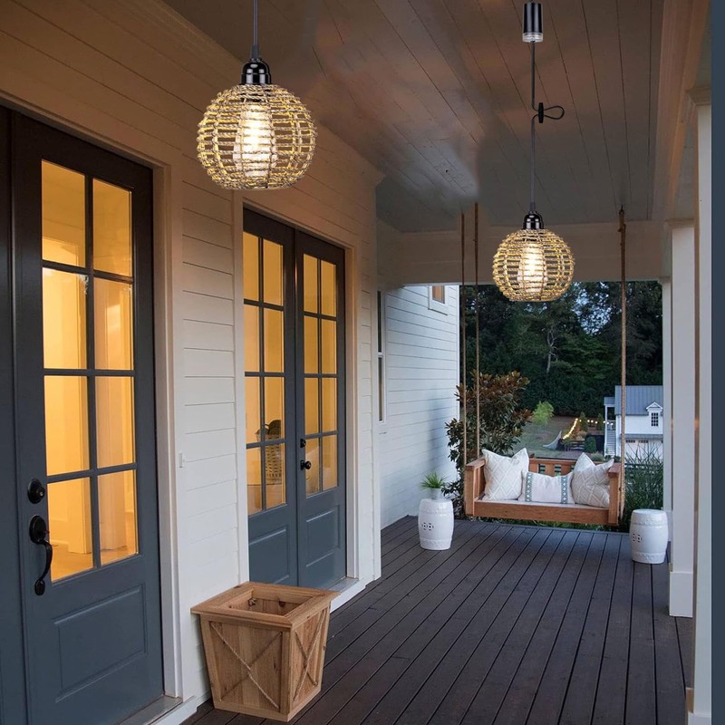 Battery Operated Hanging Pendant Lantern Lights, Outdoor Chandelier Light with
