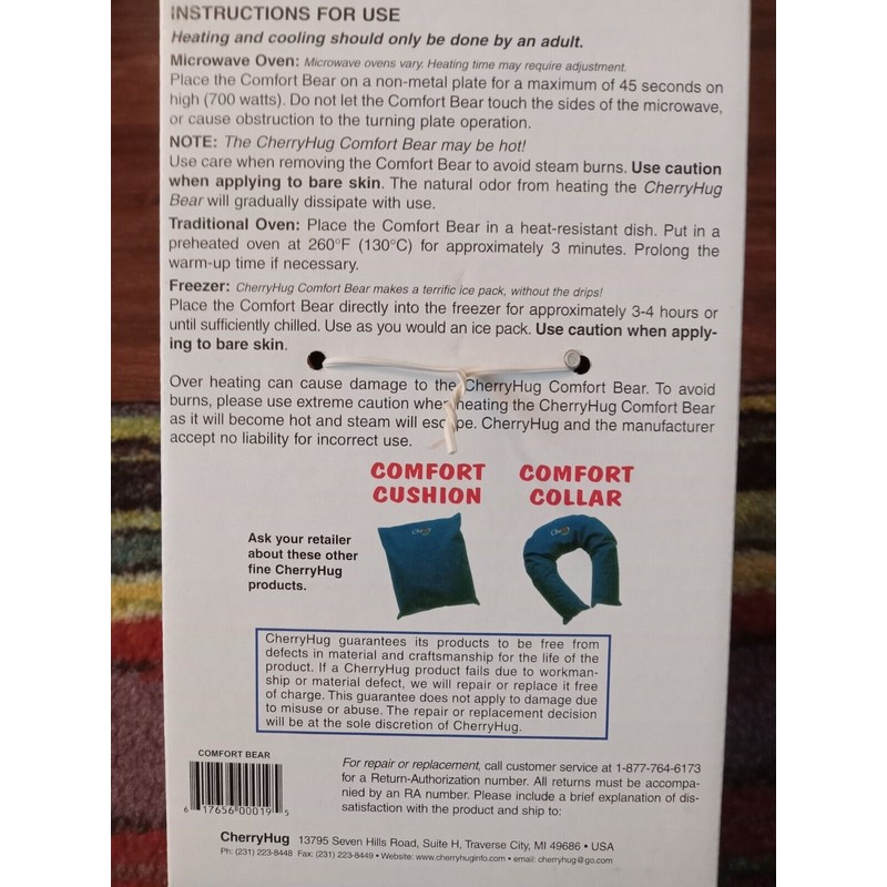 TC Enterprises Cherry Hug Bear heating or cooling pad made