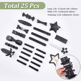 SOFPLATE 1 Box 25Pcs Black Hair Clips Set Star Hair Barrettes Cute Bobby Pins Sweety Pearl Bow Polka Dots Alloy Bobby Hairpins Accessories for Women Long Short Headwear Decoration DIY Jewelry Clamps