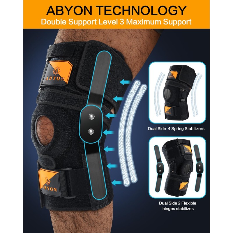 ABYON Knee Brace, Adjustable Knee Support for Men and Women,