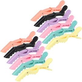Crocodile Clips, 12pcs Hair Clips for Styling, Professional Cute Large Hair Sectioning Clips for Thick Fine Hair, No Crease Hairdressing Clips for Girls Women, Alligator Hairclips, Colourful