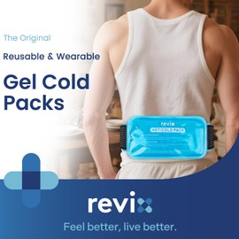 REVIX REVIX Large Ice Packs for Injuries Reusable, 2 Packs Hot & Cold Gel Ice Packs with PVC Cooling Design & Adjustable Strap, Flexible Therapy on Joints, Muscles, Shoulder, Back and Knee (12" x 6" Blue)