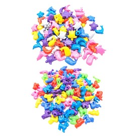 FSSTUD Pack of 120 Plastic Animal Beads, Ocean Zoo Animal Charms, Colourful Spacer Beads, Bracelet, Necklace, Charms, Key Chains, Craft Beads for Jewellery Making