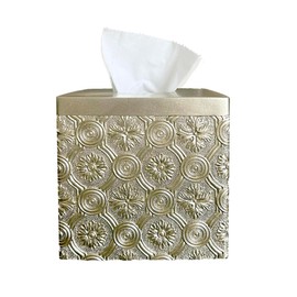 Hymmah Modern Square Tissue Box Cover Holder,Bathroom Accessories Decor Unique Design Tissue Box Cover for Bathroom Vanity Counter Tops Also Great for Bedrooms and Living Rooms (Gold)