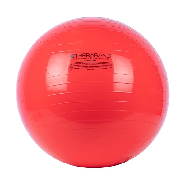 THERABAND Exercise Ball, Stability Ball with 55 cm Diameter for Athletes 5'1" to 5'6" Tall, Standard Fitness Ball for Posture, Balance, Yoga, Pilates, Core, & Rehab, Red