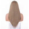 VEBONNY Brown Ombre Ashy Silver Wigs, Straight Hair Synthetic Glue-less