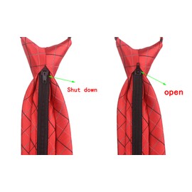 Secdtie Corbata de diseño a rayas con cremallera para hombre y niño, A cuadros de color azul marino, Talla única