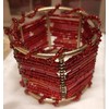 Set mit 4 roten Serviettenringen aus Metall und Perlen
