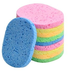 Emperoch 10 Pcs Facial Sponges, 10.5x8.5x1 cm Large Natural Cellulose Sponge Pads, 5 Colors Compressed Facial Sponges Reusable Makeup Remover Pads for Face Cleansing Exfoliating Makeup Removal