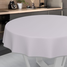 ANRO Oilcloth Tablecloth, Washable, Oilcloth, Garden Tablecloth, Outdoor, Indoor, Round, 100 cm with Hem, Grey