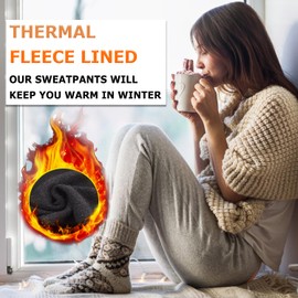 NEW YOUNG 3 Pack Fleece Lined Sweatpants for Women-Womens Joggers Pants with Pockets Workout Drawstring Lounge Yoga Pants for Women Winter