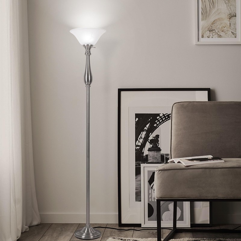 Torchiere Floor Lamp for Living Room, Standing Lamp with White
