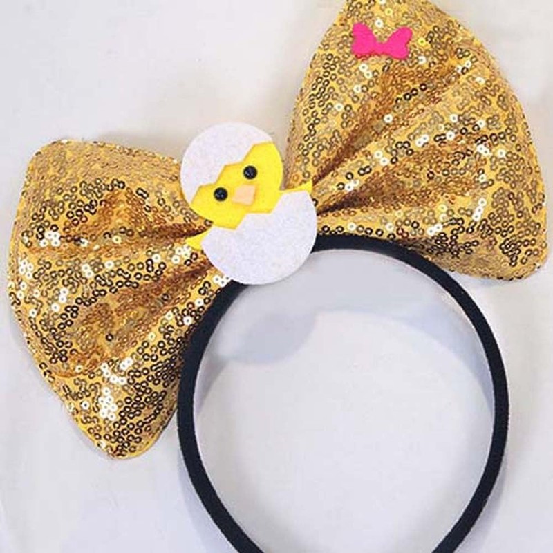 Easter Bow Headbands Sparkly Bowknot Headbands Chick Hair Accessories for