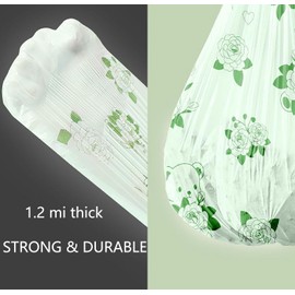 4 Gallon Small Trash Bags No-Tearing Drawstring 1.1 Mil Thick - 90 Count Green Flower Small Garbage Bags for Bathroom Kitchen Toilet Home Office and Bedroom