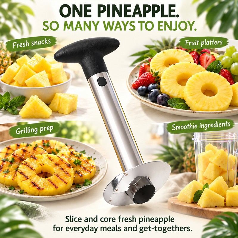 1PCS Stainless Steel Pineapple Slicer Peeler - Kitchen Fruit Tools