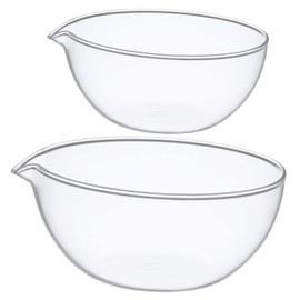 Luxshiny 2pcs Glass Mixing Bowl with Spout, Glass Sauce Bowl Small Glass Baking Bowls for Kitchen Restaurant