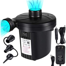 TBONEEY Bomba de Aire Eléctrico, Inflador Eléctrica Incluyendo 3 en 1 Deflación Automática y Bombeo Rápido adaptadores de Boquilla para Bolsas al Vacío, Colchón Hinchable, Juguetes Hinchable