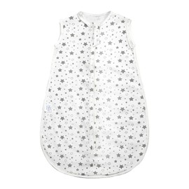 MOXTOYU Baby Sleeping Bag, Soft 100% Cotton 0.5 Tog Toddler Sleep Sack with Two-Way Zipper, Sleeveless Swaddle Blanket for Newborn , Newborn Baby Gift, Baby Sleeping Bag 0-6 Months, White Grey