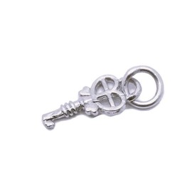 Fancy Skeleton Key Charm Pendant .925 Sterling Silver
