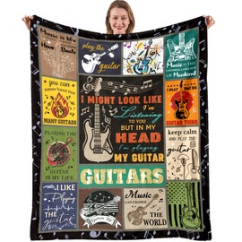 Guitar Music Lover Gifts Throw Blanket, Music Guitar Decor Blankets, Music Gifts for Men Women, Gifts for Guitar Player,Soft Flannel Guitar Blanket for Couch Bed 50"X60"