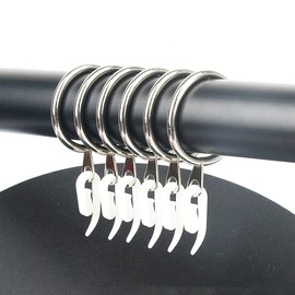 Amindz Pack of 40 Curtain Hanging Rings and Metal Curtain Pin Hooks, Metal Curtains Curtain Rings, Curtain Rings with Hooks, Curtain Rings, Curtain Hooks for Windows, Doors, Shower Curtains (Silver 30