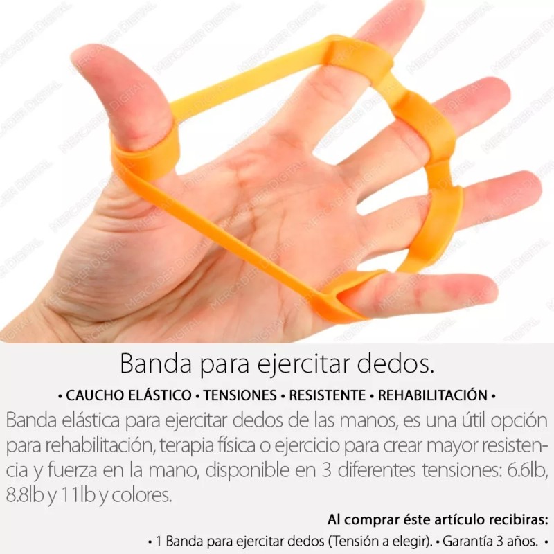 Mercader Digital Banda Elástica Ejercitadora Dedos Liga Terapia Física Mano