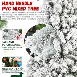 4FT Flocked Christmas Tree with 350 Tips – Snowy PVC & Hard Needle Branches, Hinged Structure for Easy Setup, Stable Metal Stand – Realistic Full-Body Holiday Tree