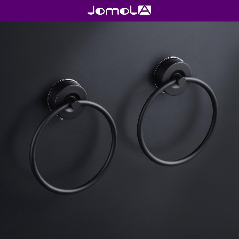 JOMOLA Stainless Steel Suction Towel Ring, No-Drill Bathroom Organizer for