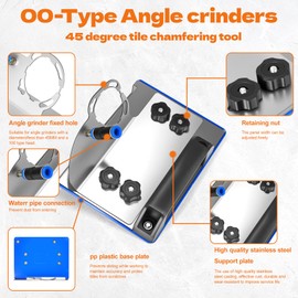 45° Tile Chamfering Tool with 4Pcs Diamond Saw Blades, Angle Grinder Stand For Tile 45° Chamfer Stainless Steel Cutting, 100-Type Universal Chamfering Fixed Stand Type Angle Grinder