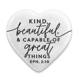 Lighthouse Christian Products Kind, Beautiful, And Capable Of Great Things White 2.25 x 2.26 Cast Stone Decorative Sign