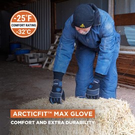 RefrigiWear Insulated ArcticFit Max Gloves with Polar Fleece Liner Impact Protection and Silicone Grip (Black, Medium)