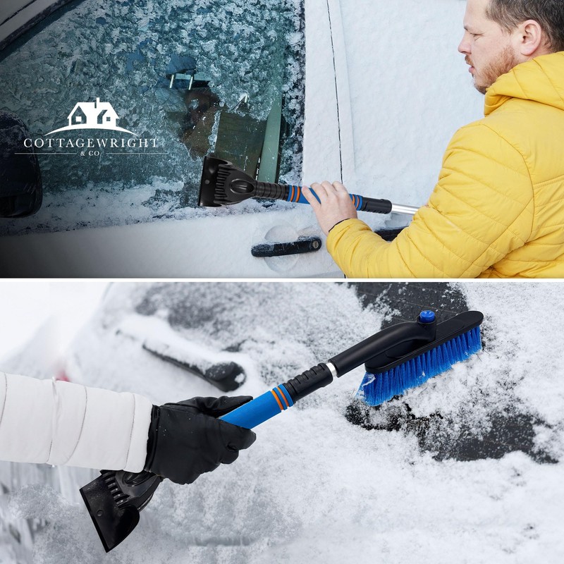 Telescopic Ice Scraper for Car Windscreen with 360 Degree Scratch-Free