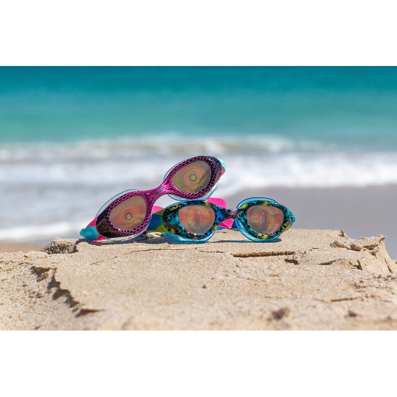 Zoggs Unisex-Youth Sea Demon Junior Lens Swimming Goggles, Black/Blue/Hologram, 6-14