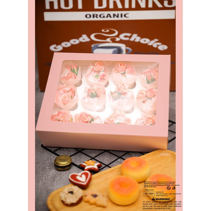 Gcardist Auto-pop Up 12 Cupcake Boxes with Window Pink 6