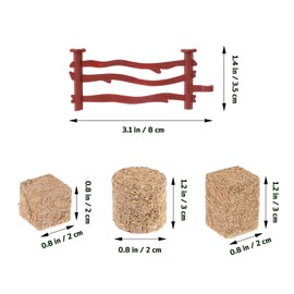 Gadpiparty 62-Piece Playset with Farm Animals, 50-Piece Miniature Fence, 12-Piece Mini Hay Bale Animal Figures, Dollhouse Decoration, DIY Crafts, Fake Farm Decoration