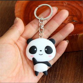 bstedyas Cute Panda Keychain Kawaii Backpack Keyring Lovely Silicone Panda Stuff Gifts for Girls Pendant Ornament Souvenirs (waving panda #1)