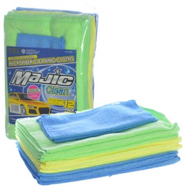 Majic 12x16 Extra Long High Absorbent Microfiber Towels Cleaning Cloths (12-Pack) Plus 2 FREE Bonus 9"X9" Cloths