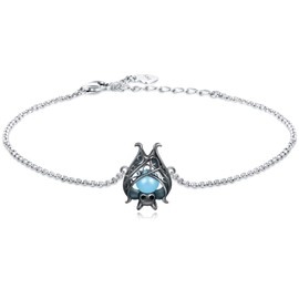 925 Sterling Silver Bat Necklace Earrings Bracelet Cute Animal Glowing in the Dark Jewelry Gift for Women Girl (Black Bat Bracelet)