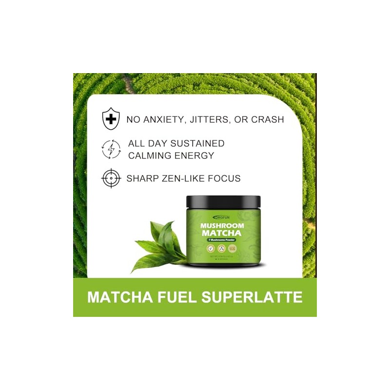ORGFUN Mushroom Matcha - Ceremonial Matcha with Superfood Mushrooms