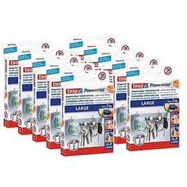 tesa Powerstrips® Large for max. 2kg, pack of 10 strips (2 packs), White, large