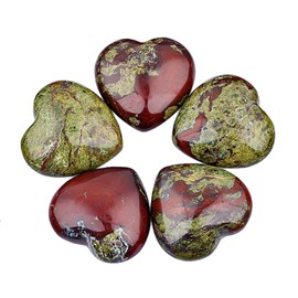 Nupuyai Pack of 5 Gemstone Heart Crystal Healing Stone Heart Shape Palm Stone Worry Stone Lucky Charm Heart Stone for Jewellery Making Decoration