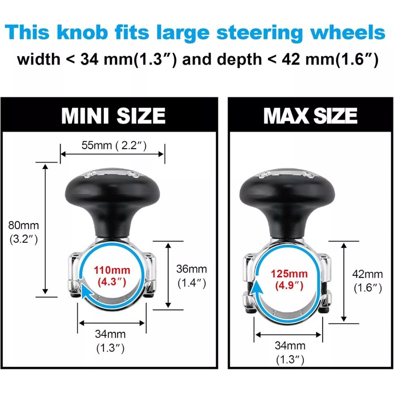 Hypersonic Black Steering Wheel Knob Spinner Universal Power Handle For