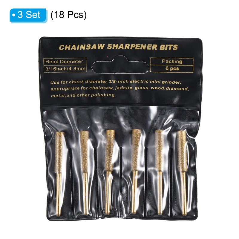 PATIKIL 3/16 Inch Diamond Chainsaw Sharpener, 18 Pack Titanium Plating