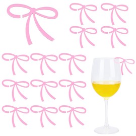 HOBBIESAY 40Pcs Reusable Bowknot Drink Charms Bow Wine Glass Markers Acrylic Bowknot Drink Accessories Pink Bow Wine Glass Indentifier for Wedding Birthday Party Events Wines Decoration