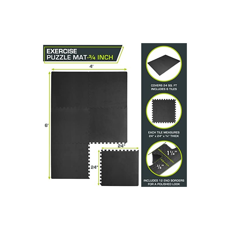 ProsourceFit Weaved Pattern Extra Thick Exercise Puzzle Mat 3/4-inch, EVA