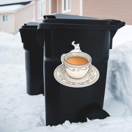 Extra Large 460mm 'Steaming Tea Cup' Permanent Sticker Decal for Cars/Windows/Bins/Walls (DW00138527)